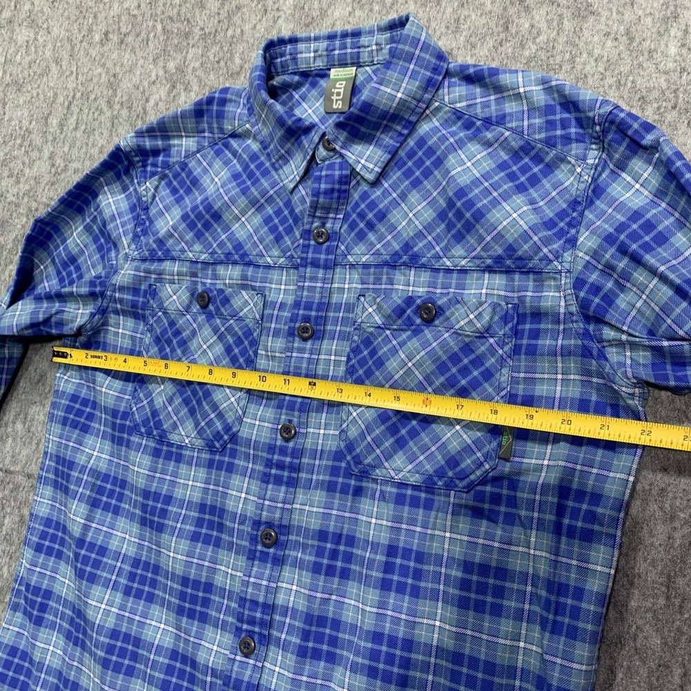 Stio Shirt Men's Blue Plaid Flannel Camping Outdoor Hiking Cotton (2237) -Size M - Picture 8 of 15